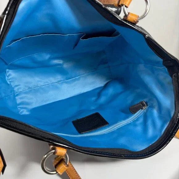 Coach Signature Leah Embossed Patent Leather Shoulder Tote Bag F14663 + Hang Tag - Picture 8 of 16